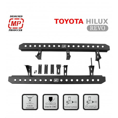 Progi boczne otworowe do Toyota Hilux Revo od 2016-2022 rock sliders